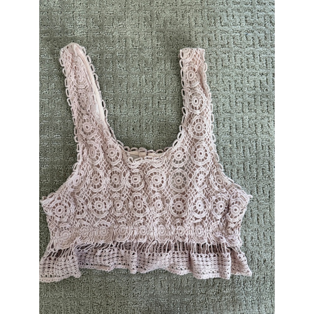 Wet Seal Crochet Crop Top Boho Festival Summer Beach Cover Up Women's Size M